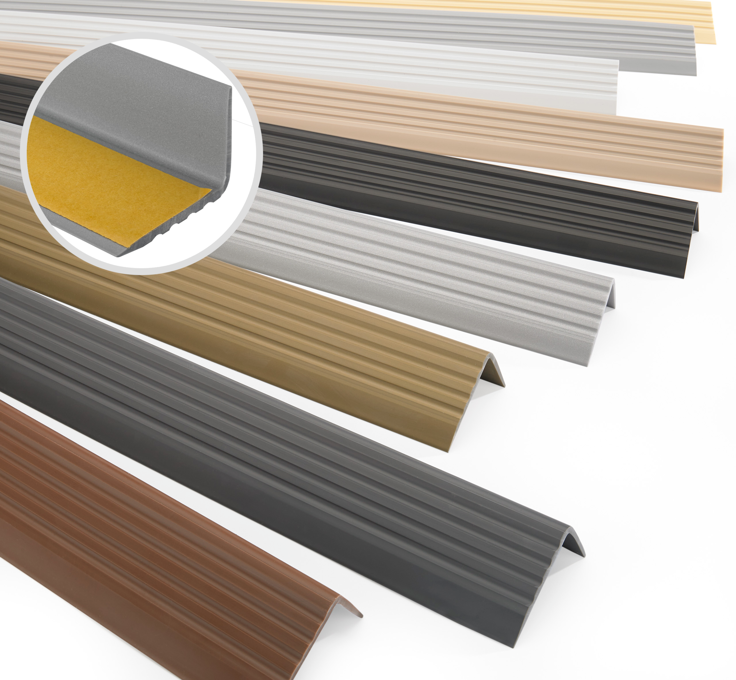 Listello Di Protezione Per Scale In Gomma PVC Autoadesivo - Forma A L, Antiscivolo, Silenzioso, Per Interni Ed Esterni (colore Marrone)