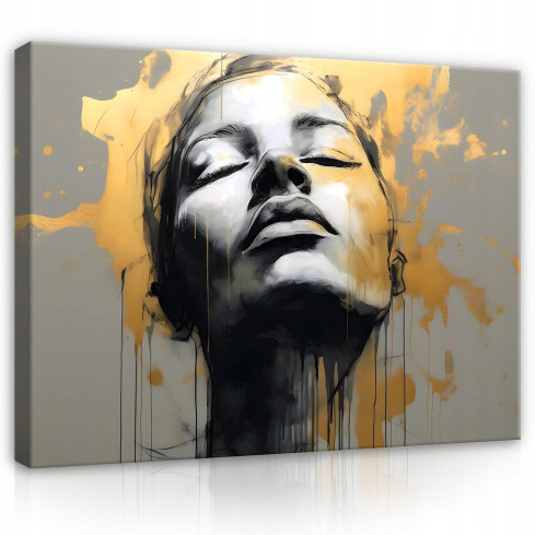 Imagem FACE DE MULHER ABSTRACT cinzento dourado 120x80