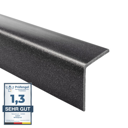 Perfil angular de PVC flexible, negro-plata ángulo blando, perfil protector en forma de L, perfil de protección, protección de bordes KM