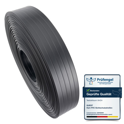 PVC Fence Strip – narrow, vertical slat for panel fences, suitable for embossing, 900 g/m², anthracite RAL 7016