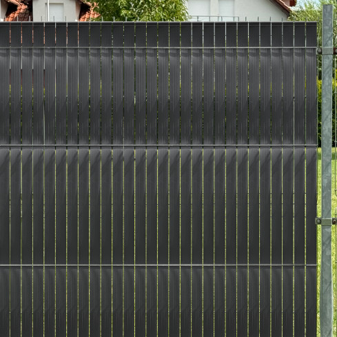 PVC Fence Strip – narrow, vertical slat for panel fences, suitable for embossing, 900 g/m², anthracite RAL 7016