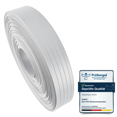 PVC Fence Strip – narrow, vertical slat for panel fences, suitable for embossing, 900 g/m², grey RAL 7040
