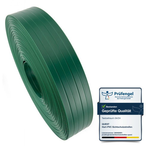 PVC Fence Strip – narrow, vertical slat for panel fences, suitable for embossing, 900 g/m², green RAL 6005