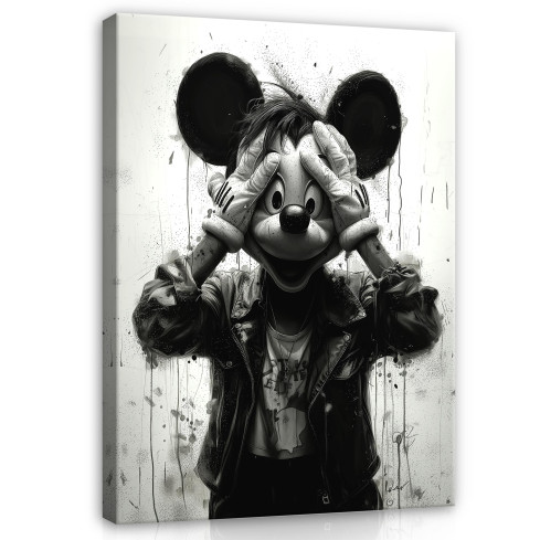 ABSTRACT Mouseketeer black and white modern painting for living room bedroom 40x30