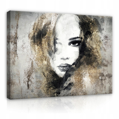 Image On Canvas FACE OF A WOMAN Mouth Concrete 100x70