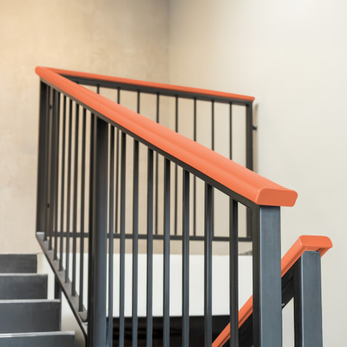 Termination for PVC railing strip, cap for PREMIUM railing profile, 40x8, brick