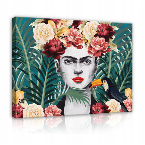 Frida Kahlo Tela Foglie Fiori 120x80