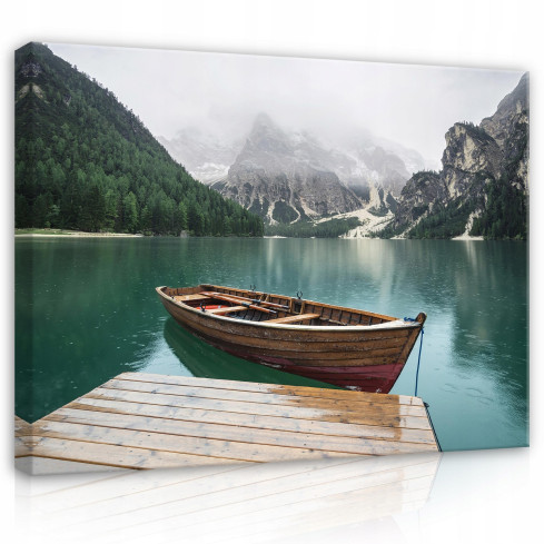 Immagine Boating lago montagne su tela Muro 120x80