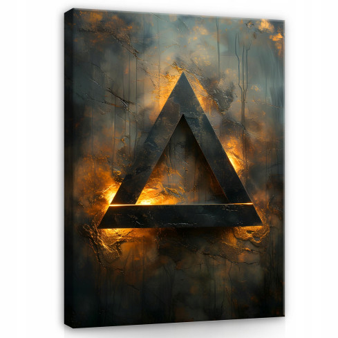 ABSTRACT DI FIGURE GEOMETRICHE NERO ORO PER SALOTTO 60x40