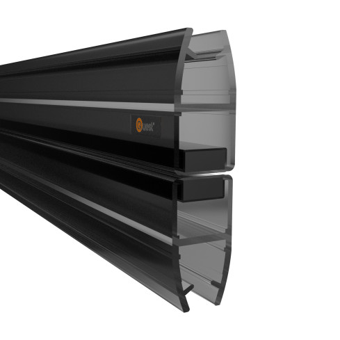 Magnetische doucheafsluiting recht 200 cm zwart, 2 stuks