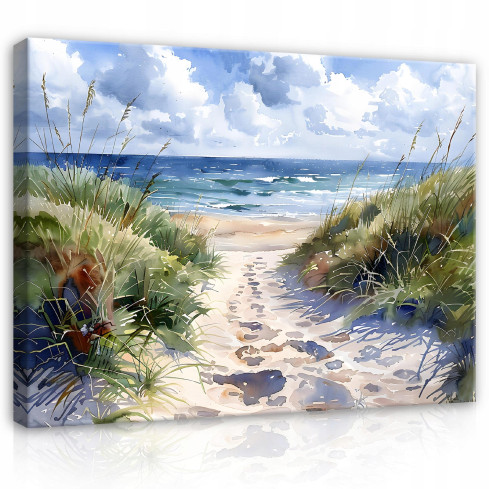 IMAGE SEA BEACH AS PAINTED ON PLATE WALLS SITING ROOM 60x40