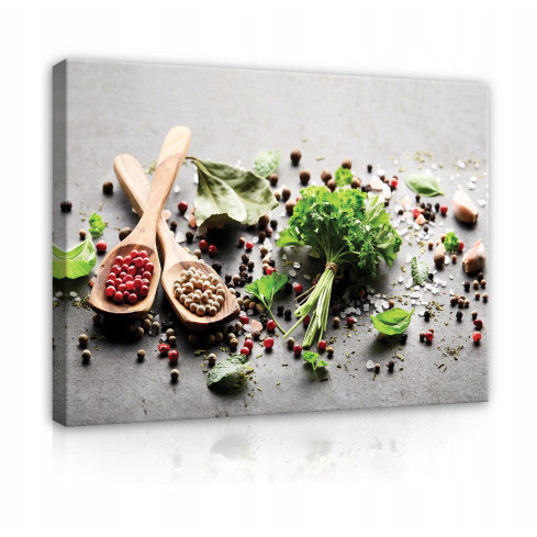 Image For Kitchen On Canvas Spices Herbs 60x40