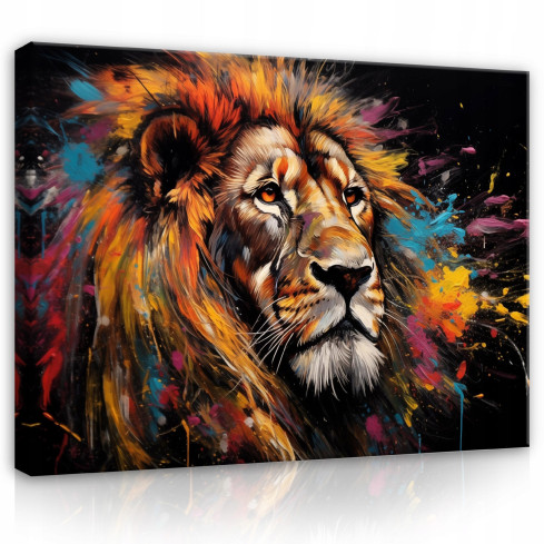 LION ABSTRACT POP ART IMAGE ON PLATE WALLS SITTING ROOM 120x80