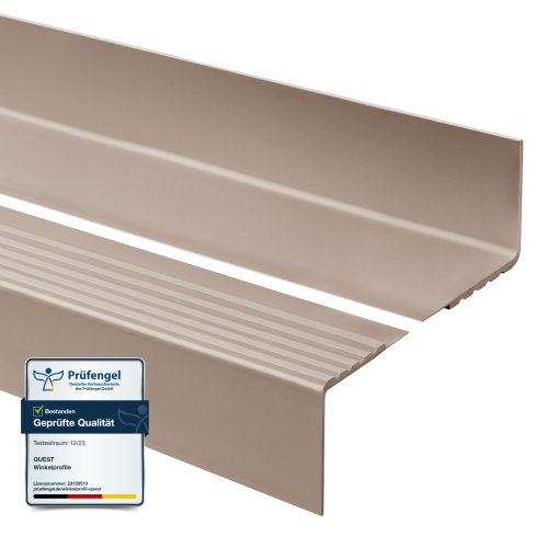 Perfil de escada de PVC 40x60 mm, biqueira de escada antiderrapante, RDD, bege, 150 cm