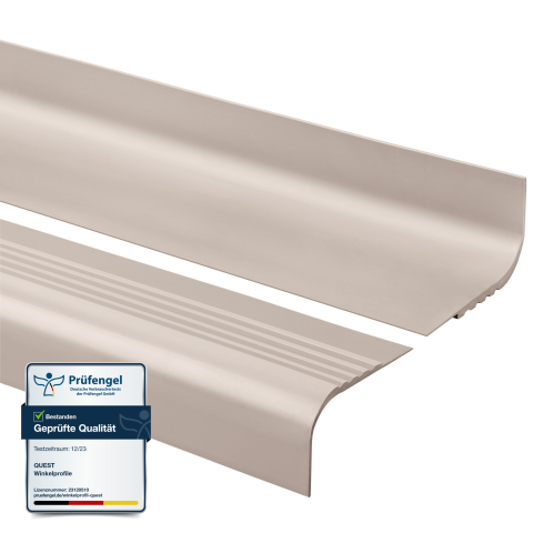 Perfil de escada de PVC 40x42 mm, biqueira de escada antiderrapante, RDT, bege, 150 cm