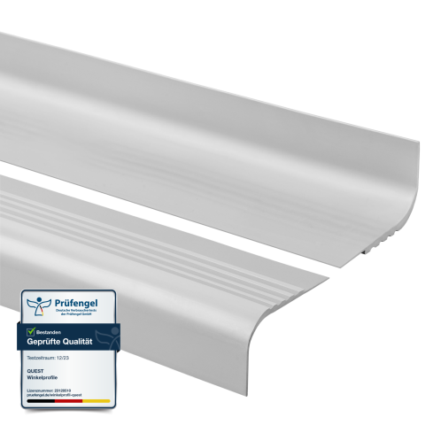 Perfil de escada de PVC 40x42 mm, biqueira de escada antiderrapante, RDT, cinzento, 150 cm