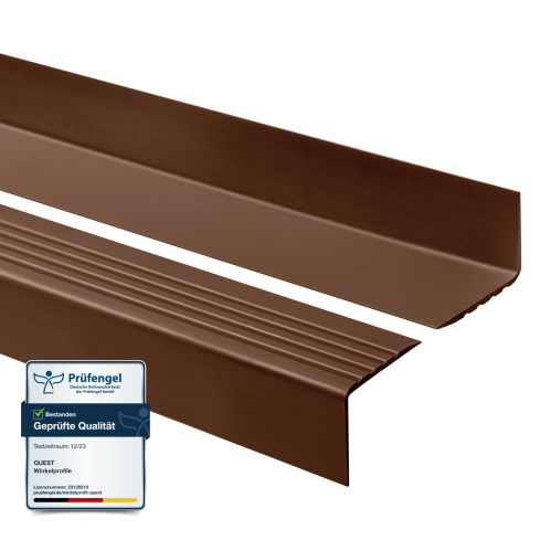 Perfil de escada de PVC 50x42 mm, biqueira de escada antiderrapante, RGP, castanho, 150 cm