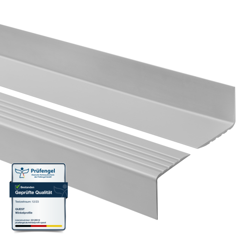 Perfil de escada de PVC 50x42 mm, biqueira de escada antiderrapante, RGP, cinzento, 150 cm