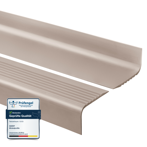 Perfil de escada de PVC 70x40 mm, biqueira de escada antiderrapante, RGPD, bege, 150 cm