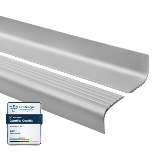 Perfil de escada de PVC 52x40 mm, biqueira de escada antiderrapante, RGPT, cinzento, 150 cm