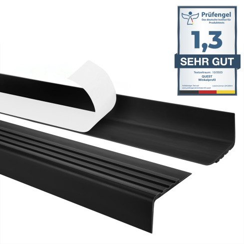 Antislip trapprofiel PVC zwart, zelfklevend, trapneus profiel, RM