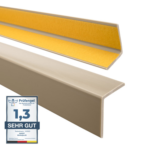 Perfil angular de PVC flexible, beige autoadhesivo, perfil protector en forma de L, ángulo blando, perfil de protección, protección de bordes KM