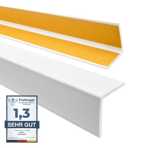 Perfil angular de PVC flexible, blanco autoadhesivo, perfil protector en forma de L, ángulo blando, perfil de protección, protección de bordes KM