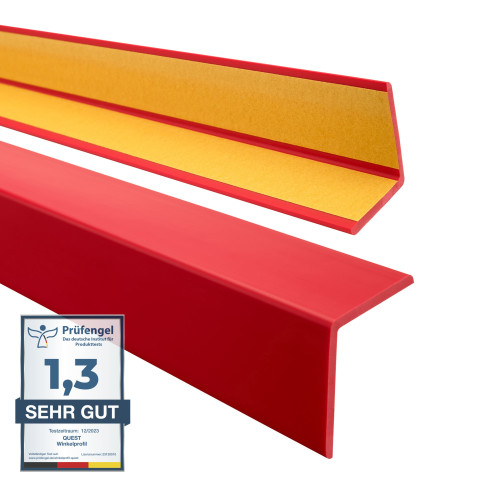 Perfil angular de PVC flexible, rojo autoadhesivo, perfil protector en forma de L, ángulo blando, perfil de protección, protección de bordes KM