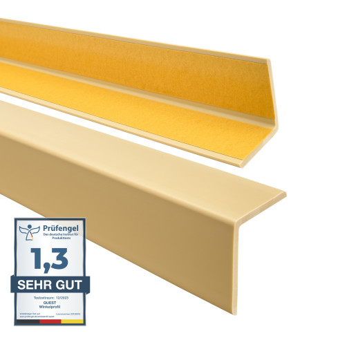 Perfil angular de PVC flexible, crema autoadhesivo, perfil protector en forma de L, ángulo blando, perfil de protección, protección de bordes KM