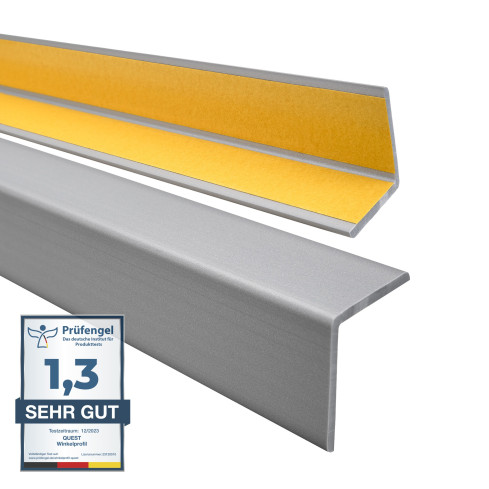 Perfil angular de PVC flexible, plata autoadhesivo, perfil protector en forma de L, ángulo blando, perfil de protección, protección de bordes KM