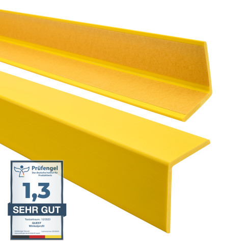 Perfil angular de PVC flexible, amarillo autoadhesivo, perfil protector en forma de L, ángulo blando, perfil de protección, protección de bordes KM