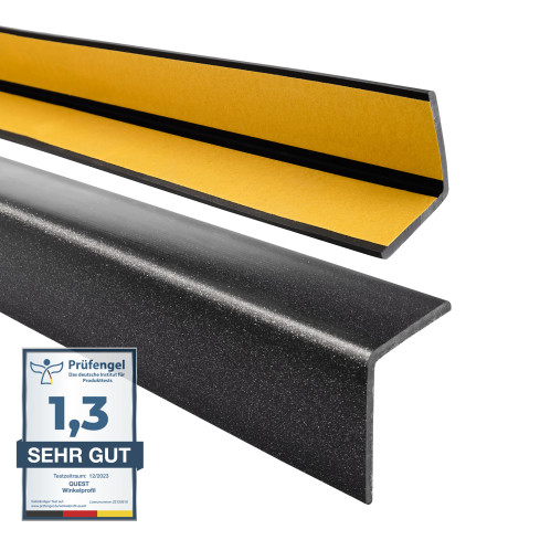 Perfil angular de PVC flexible, negro-plata autoadhesivo, perfil protector en forma de L, ángulo blando, perfil de protección, protección de bordes KM