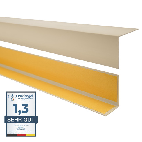 Perfil angular de PVC rigido, beige autoadhesivo, ángulo rígido, perfil decorativo en forma de L, protección de bordes KTK