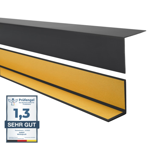 Perfil angular de PVC rigido, negro autoadhesivo, ángulo rígido, perfil decorativo en forma de L, protección de bordes KTK
