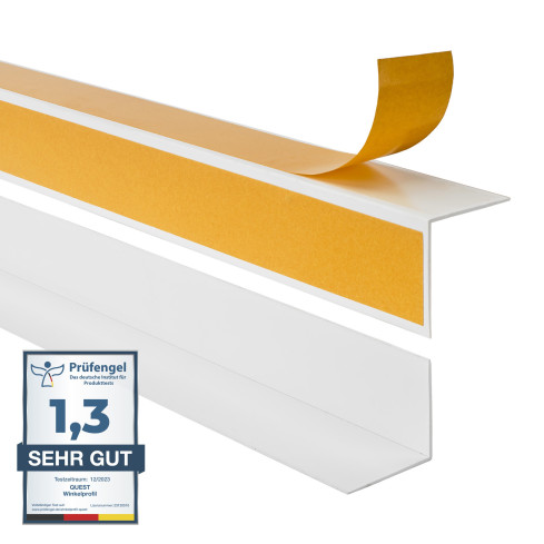 Perfil angular de PVC rigido, blanco autoadhesivo, ángulo rígido, perfil decorativo en forma de L, con adhesivo en el lado exterior KTZ