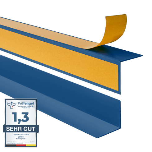 Perfil angular de PVC rigido, azul autoadhesivo, ángulo rígido, perfil decorativo en forma de L, con adhesivo en el lado exterior KTZ