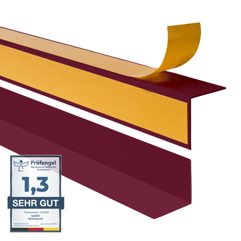 Perfil angular de PVC rigido, granate autoadhesivo, ángulo rígido, perfil decorativo en forma de L, con adhesivo en el lado exterior KTZ