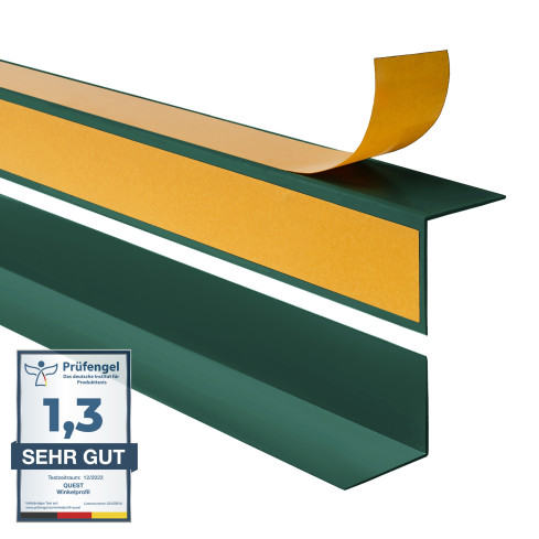 Perfil angular de PVC rigido, verde autoadhesivo, ángulo rígido, perfil decorativo en forma de L, con adhesivo en el lado exterior KTZ