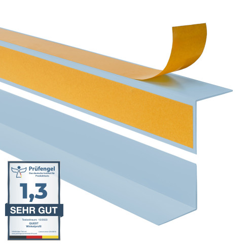 Perfil angular de PVC rigido, azul claro autoadhesivo, ángulo rígido, perfil decorativo en forma de L, con adhesivo en el lado exterior KTZ