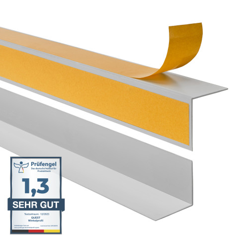 Perfil angular de PVC rigido, gris autoadhesivo, ángulo rígido, perfil decorativo en forma de L, con adhesivo en el lado exterior KTZ