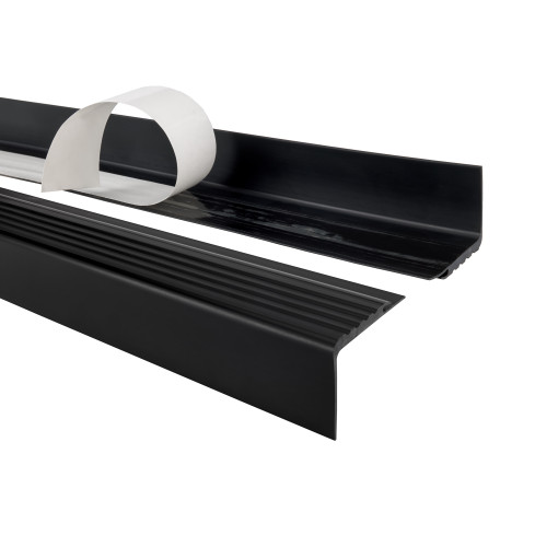 Antislip trapprofiel PVC zwart, zelfklevend, trapneus profiel, PMW