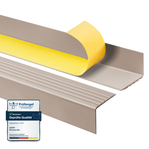 Perfil de escada de PVC 50x42 mm, biqueira de escada autoadesiva antiderrapante, RGP, bege