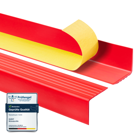 Perfil de escada de PVC 50x42 mm, biqueira de escada autoadesiva antiderrapante, RGP, Vermelho