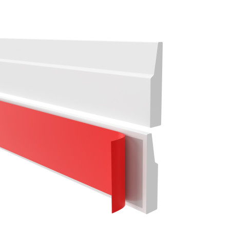 Zelfklevende PVC plint, flexibele plint, gefreesd - modern 32mm, 5m, wit, RAL 9003