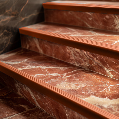 Anti-slip self-adhesive stair profile, 40x25, brick color