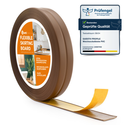 Zachte zelfklevende afwerkstrip PVC, 10x10 mm, 5 m, bruin, afwerkingsstrip, montage- en afwerkstrip