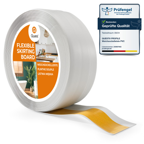 Zelfklevende plint van PVC lichtgrijs, zachte, flexibele plint
