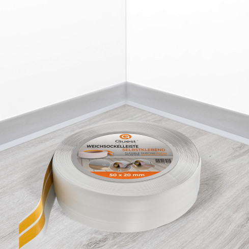 Zelfklevende plint van PVC lichtgrijs, zachte, flexibele plint