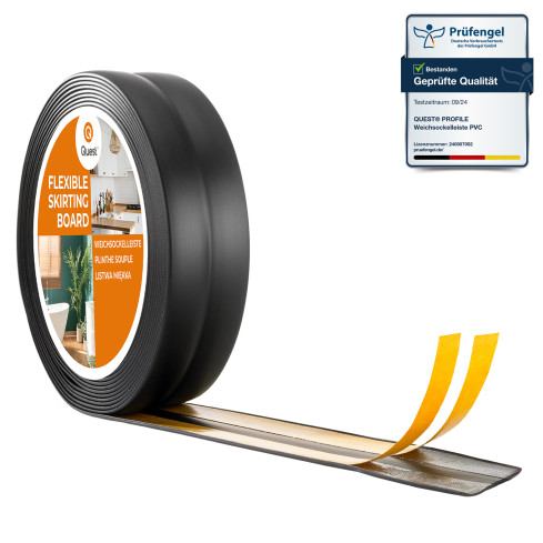 Self-adhesive PVC finishing strip, black