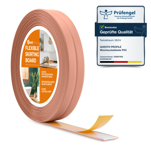 Tira de acabamento de PVC 10x10 mm em fita de espuma, el&aacute;stico forte, fita decorativa macia, castanho claro, 5 m